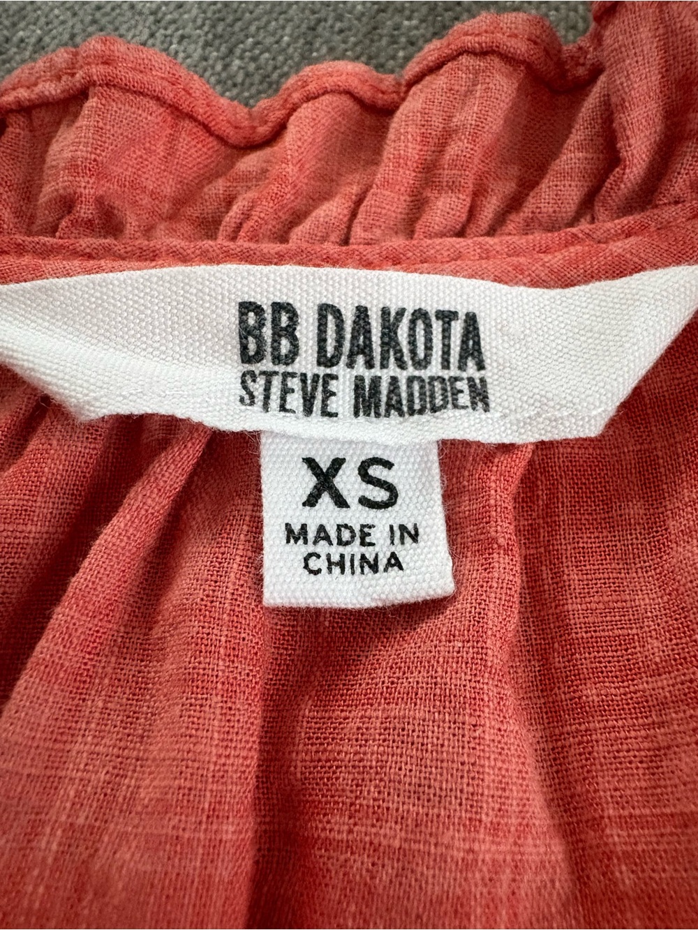 BB Dakota by Steve Madden Hustle & Glow Tiered Gauze Boho Mini Dress Coral XS - Picture 4 of 6